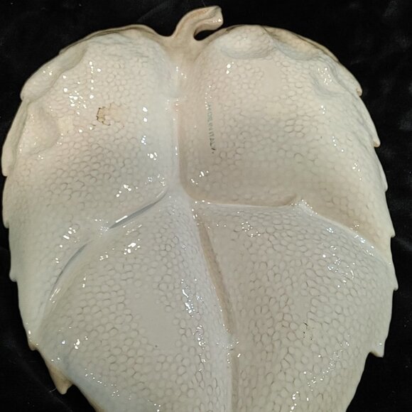 Divided Fruit Dish Made Painted In Italy clay Textured strawberry fig pear grape - Picture 6 of 9